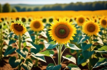 field of sunflowers on a sunny day
