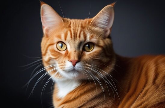 red cat-photographer, plain background, studio photo 
