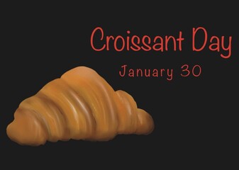International Croissant Day with a baked croissant and text in redulo