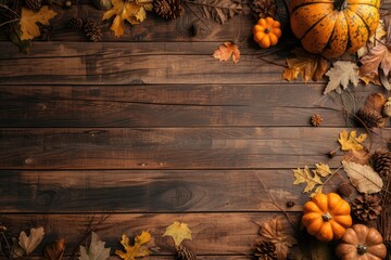 rustic wooden background with a Thanksgiving theme and many wooden slats