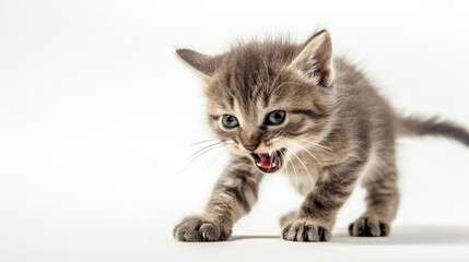 Obraz premium Fierce Feline Fury: The Pouncing Kitten. Generative AI