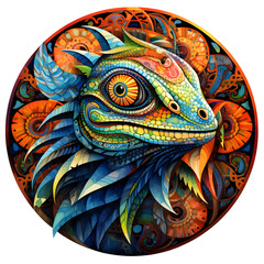 Exotic pets with vibrant and intricate patterns,,
Lizard Geko Animal mandala fractal illustration 
