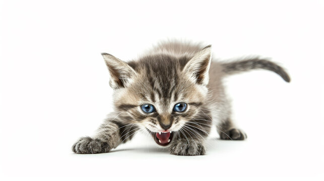 Fierce Feline Fury: The Pouncing Kitten. Generative AI