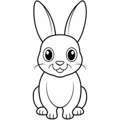 Rabbit coloring book. Hare cartoon line art. Vector illustration isolated on white