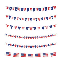 United States of America bunting flags set, vector illustration. - 724200271