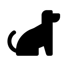 Icon of a dog little puppy sitting. Vector isolated on white.