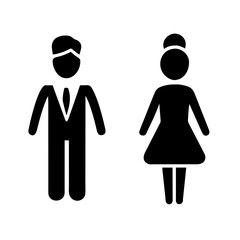 Icon of a man in a suit and a woman in a dress standing side by side