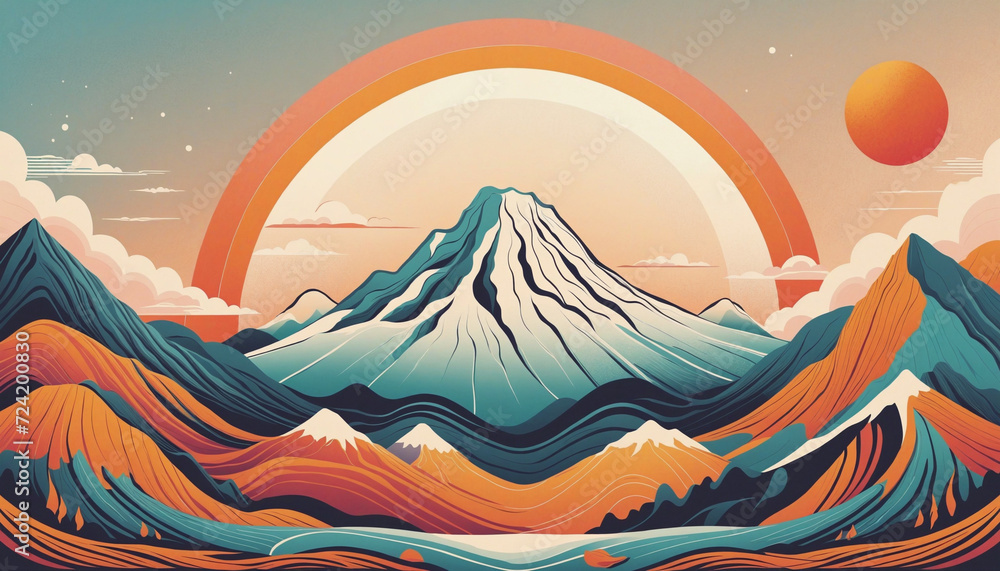 Poster vector set of design elements and retro mountains for abstract background, nature elements with hipp