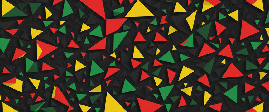 Black History Month themed abstract geometric background with vibrant colors and space for text.