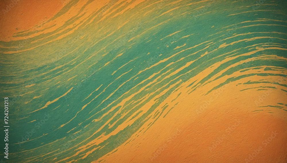 Poster green and orange abstract retro background with gritty texture and vibrant color gradient, showcasin