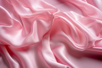 Obraz premium Smooth shiny pink satin fabric background. Flowing silk cloth. Elegant textile design. Backdrop for banner, wallpaper, card, interior, wedding, Women's Day