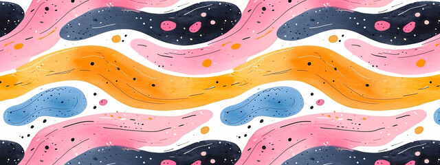 Vibrant Ripples of Color: A Whimsical Journey Through Playful Lines and Dots