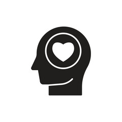 Head with heart icon, Mental health icon. isolated on white background. vector illustration