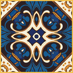 Blue Tiles Arabesque Background, Iranian Mosaic Pattern, Old Fasion Retro Islam Mosaic Tile, Oriental Vintage Wall