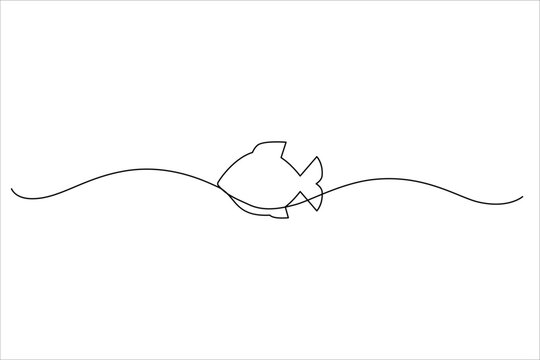 recommend clip art: Continuous Line Fish Icon, Monoline Fishing Symbol, One Line Tuna Silhouette, Salmon Sign