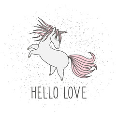 Magic unicorn illustration made in vector. Cute poster with magical unicorn. Decor elements, print for card, poster, t-shirt, other clothes and more. - 724203649