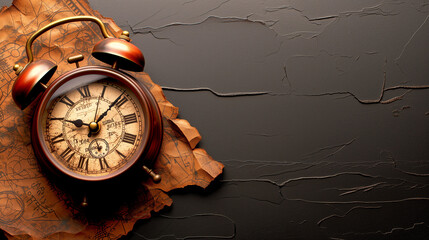 Ancient Clock Against a Background of Dark Wood: Timeless Elegance and Vintage Charm in Classic Design