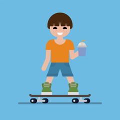 Boy on a skateboard. Vector illustration
