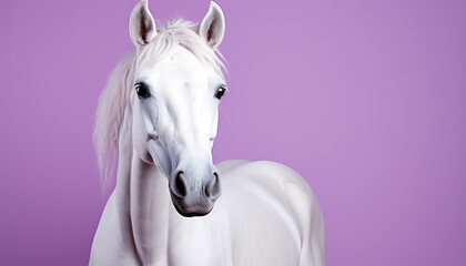 A beautiful stallion in nature, a portrait of elegance generated by AI