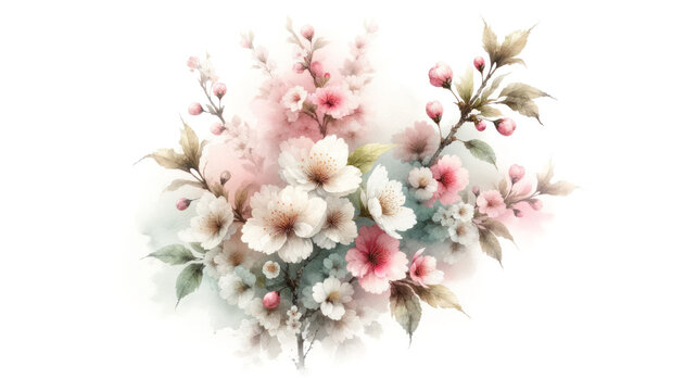 Delicate beauty of sakura blossoms in a watercolor style