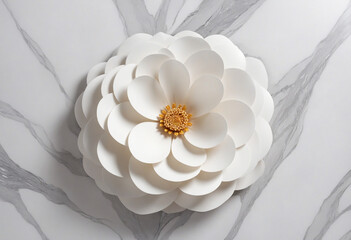 3d wallpaper white flower luxury silk on marble background print