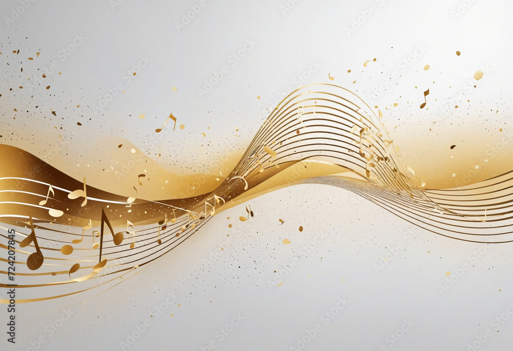 Poster abstract background with music wave design in golden color. sound wave. equalizer effect. generative