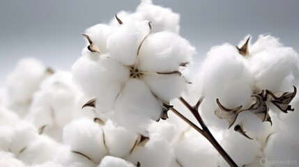 Cotton branch on a white background. AI generated.