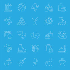 Set of shopping and entertainment icons. Vector illustration