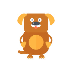 Obraz na płótnie Canvas Cute brown dog, childish simple pet with funny face and body vector illustration