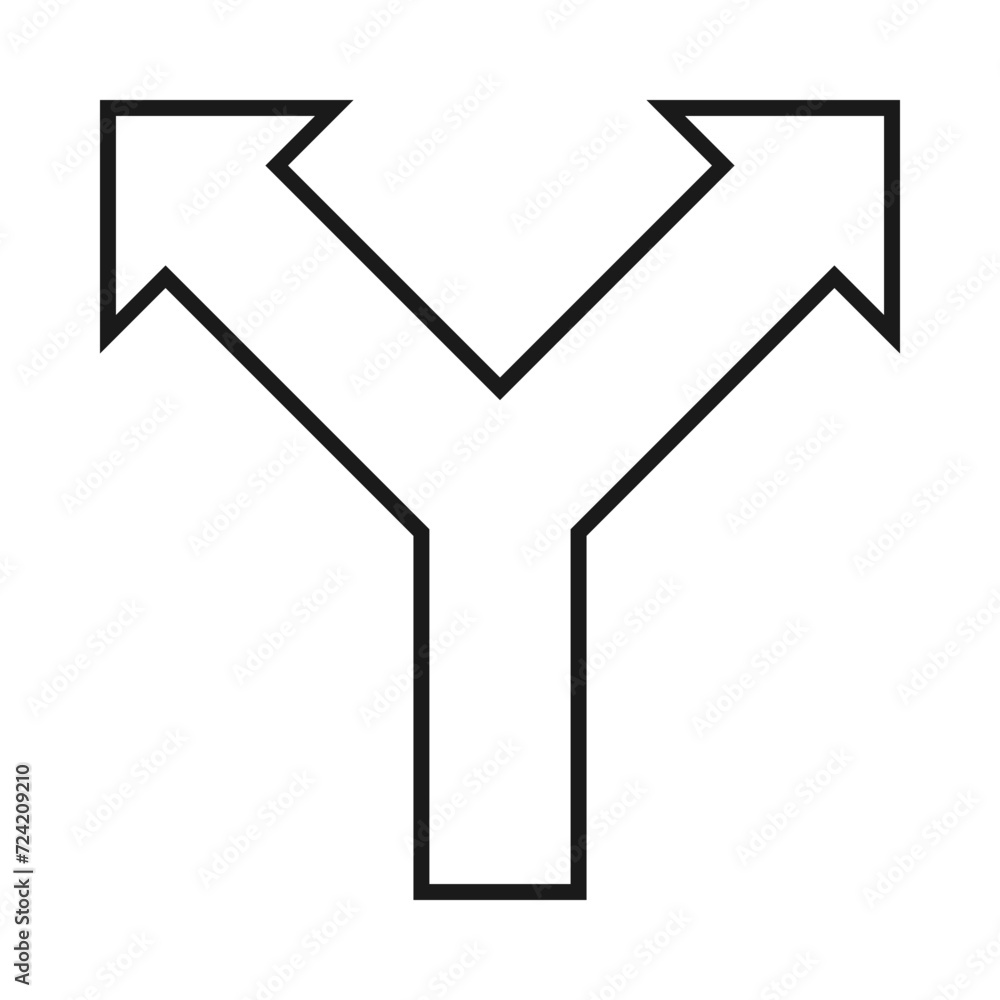 Poster hollow two way fork arrow icon