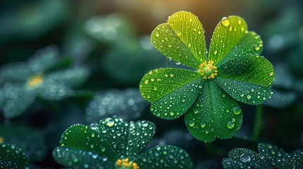 Foto op Plexiglas Small green Clover leaves pattern background, Natural and St. Patrick's day background © Vasiliy