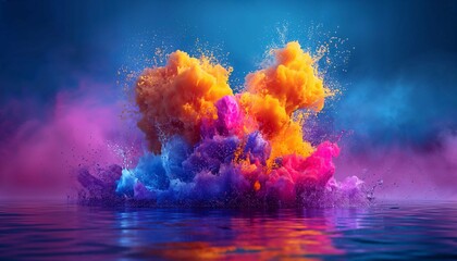 Color smoke water explosion