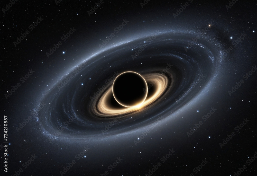 Wall mural illustration of a black hole. abstract space background. generative ai