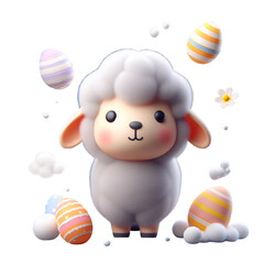 Happy Easter Sheep Png Clipart Design, kids easter printable farm animals png