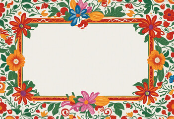 National Hispanic Heritage Month festival frame background. Mexican or Spanish ethnic holiday frame with white copy space