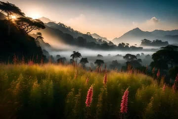 Foto op Plexiglas sunrise over the mountains © AiArtist