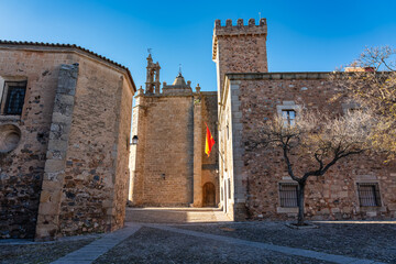 Medieval buildings in the centre of the medieval city of Caceres, a World Heritage Site.