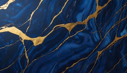 Blue and gold marble texture background 