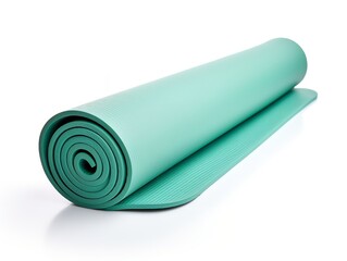 Bright Yoga Mat Rolled Up Fitness Isolated on White Background AI Generated