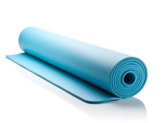 Bright Yoga Mat Rolled Up Fitness Isolated on White Background AI Generated