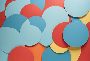 Abstract colored paper texture background. Geometric shapes and lines in pastel blue, red, yellow, navy colors on white background