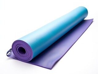 Bright Yoga Mat Rolled Up Fitness Isolated on White Background AI Generated