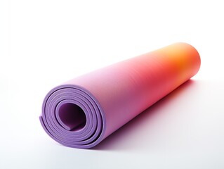 Bright Yoga Mat Rolled Up Fitness Isolated on White Background AI Generated