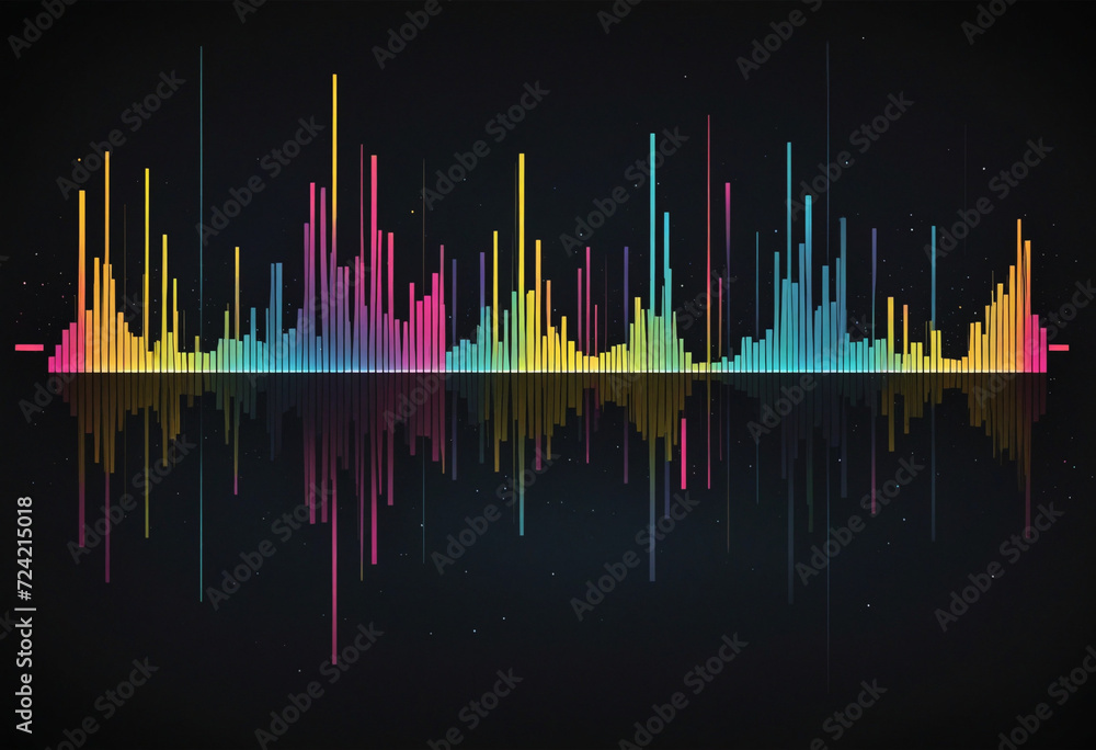 Poster abstract sound waves. music equalizer effect. colorful frequencies on dark background. created with 