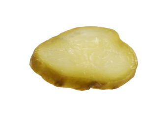 Slice of pickled cucumber isolated on white