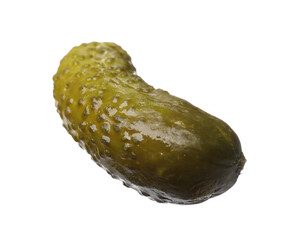 One tasty pickled cucumber isolated on white