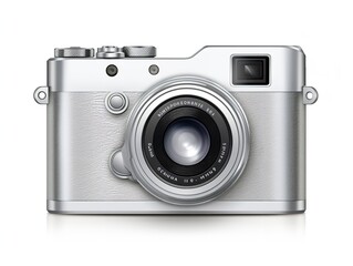 Compact Digital Camera Technology Isolated on White Background AI Generated