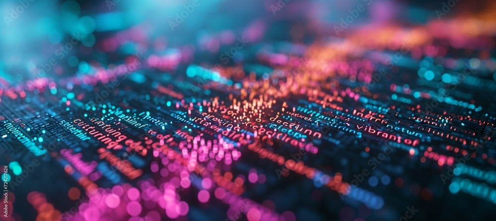 Poster radiant illumination: crafting a dynamic and vibrant neon network design for a futuristic and energe