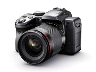 Professional DSLR Camera Lens Photography Isolated on White Background AI Generated