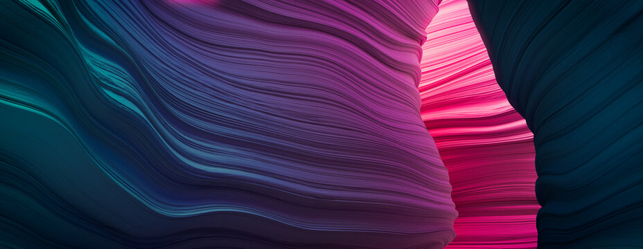 Abstract 3D Render with Natural, Undulating Surfaces. Trendy Pink and Turquoise Wallpaper.